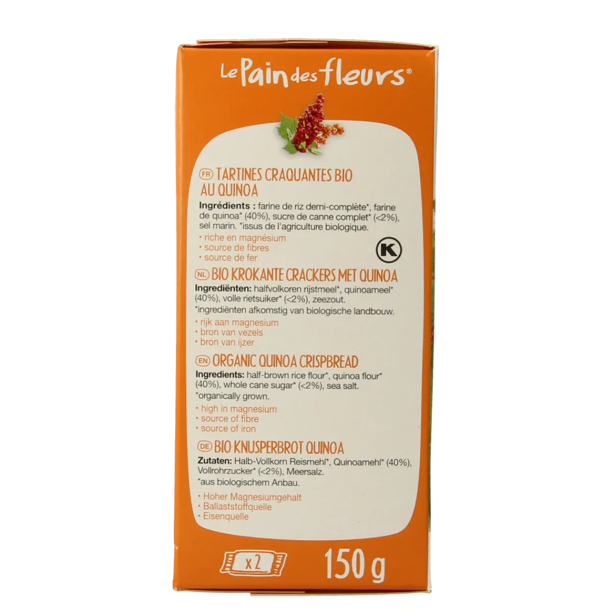 Online Pain Des Fleurs Krokante crackers quinoa glutenvrij bio