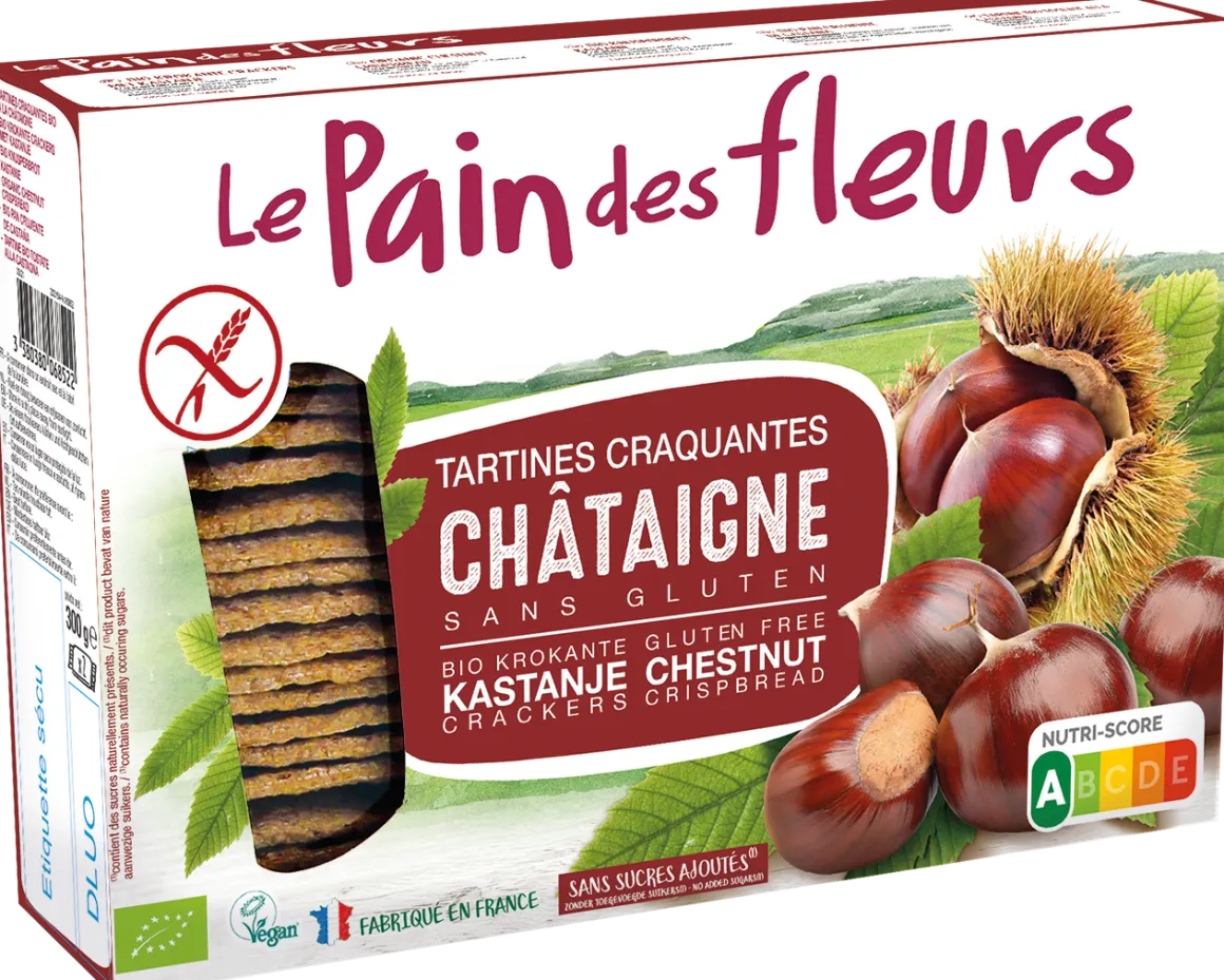 Pain Des Fleurs Krokante crackers kastanje glutenvrij bio