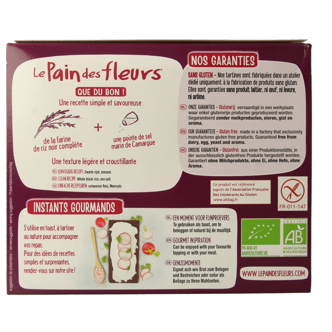 Pain Des Fleurs Krokante crackers zwarte rijst glutenvrij bio
