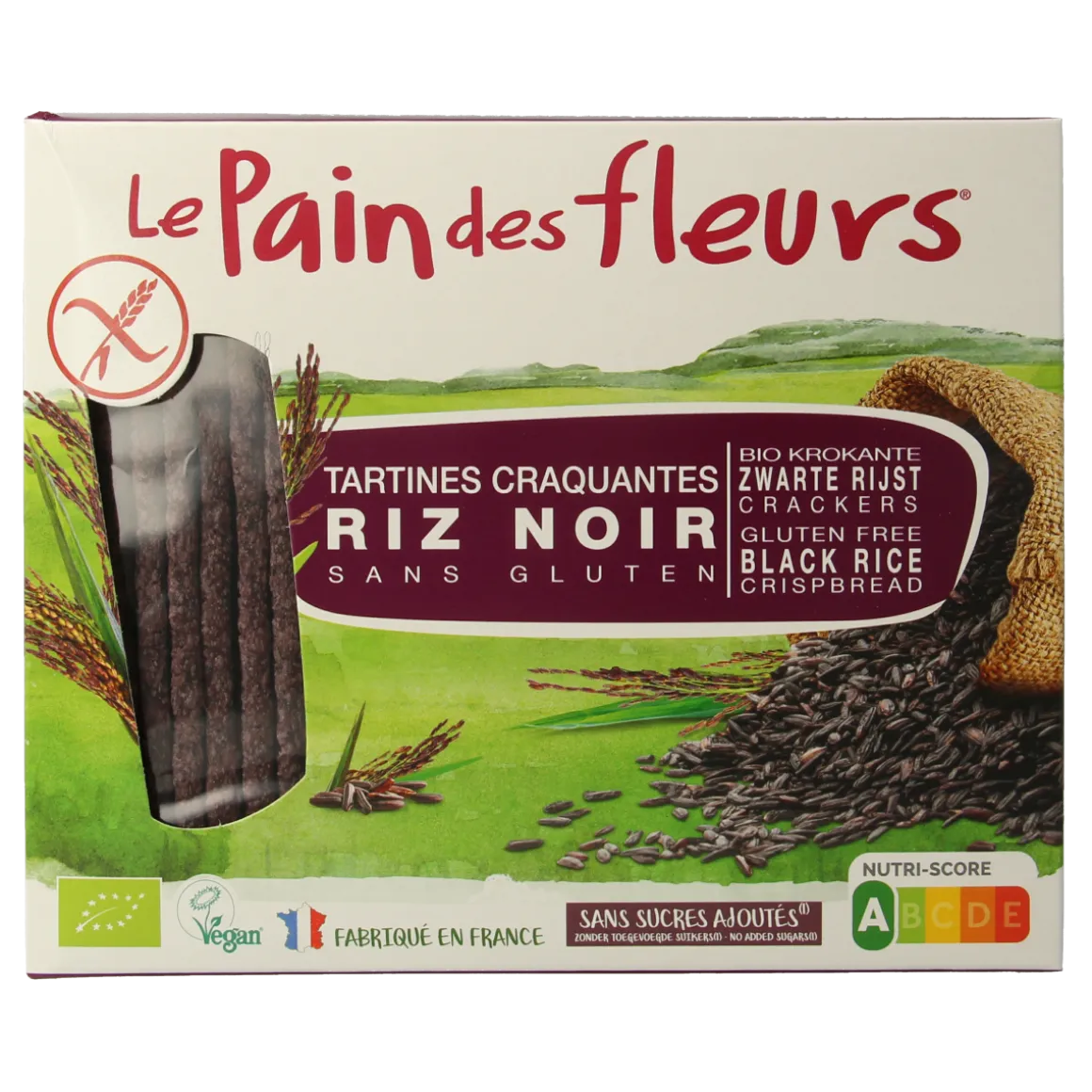 Pain Des Fleurs Krokante crackers zwarte rijst glutenvrij bio