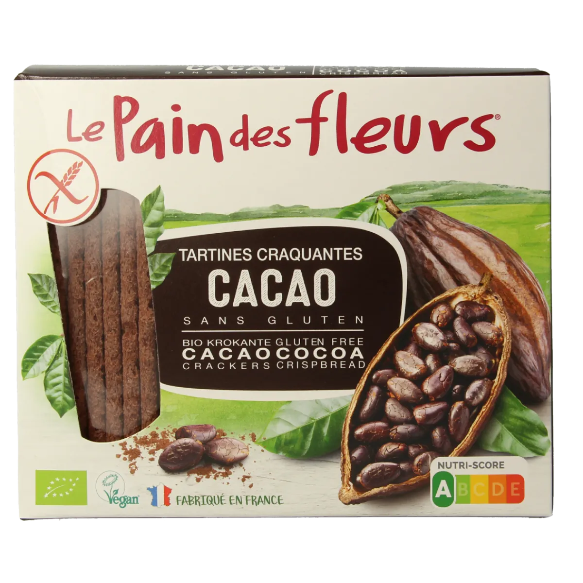New Pain Des Fleurs Krokante crackers cacao glutenvrij bio