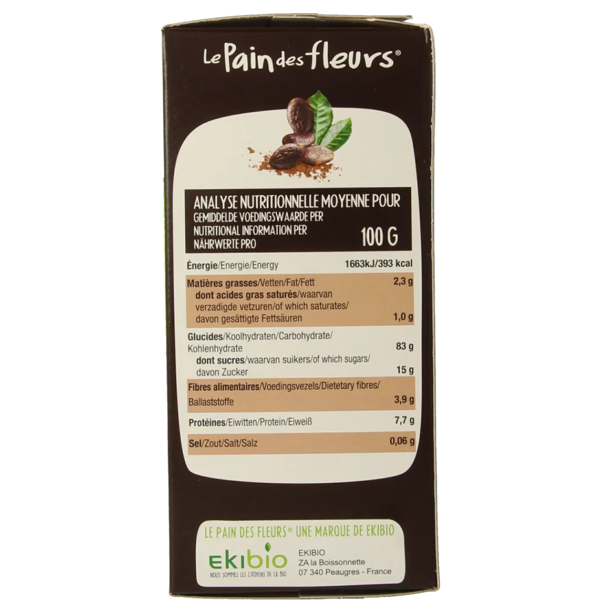 New Pain Des Fleurs Krokante crackers cacao glutenvrij bio