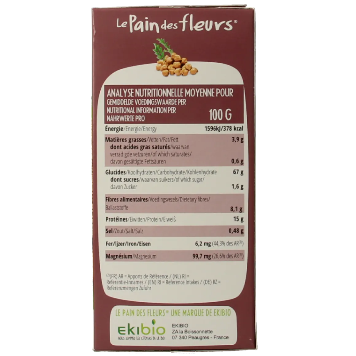 Pain Des Fleurs Krokante crackers kikkererwten glutenvrij bio