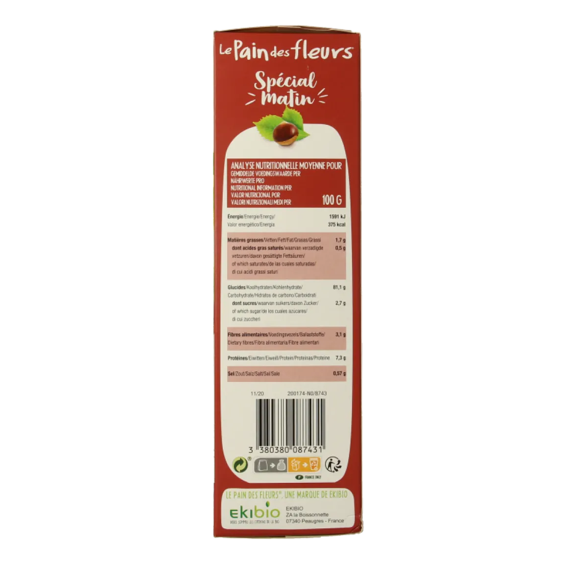 Pain Des Fleurs Special matin kastanje ontbijtcrackers bio