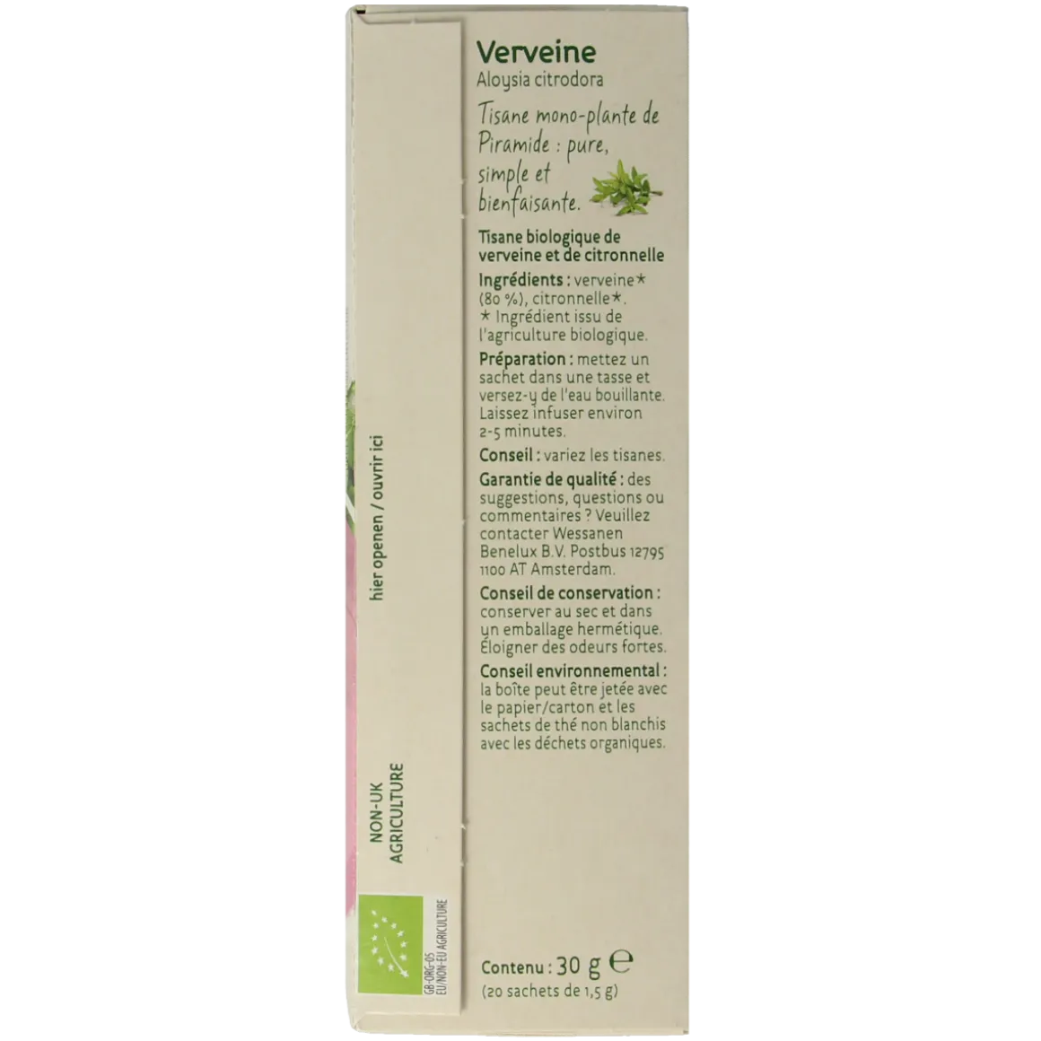 Piramide Verveine thee eko bio