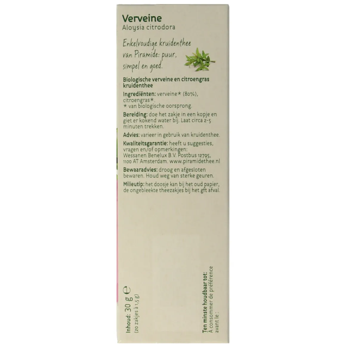 Piramide Verveine thee eko bio