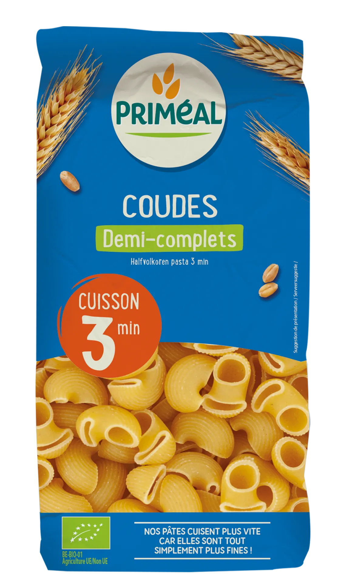 Primeal Coudes halfvolkoren snelkook 3 minuten bio