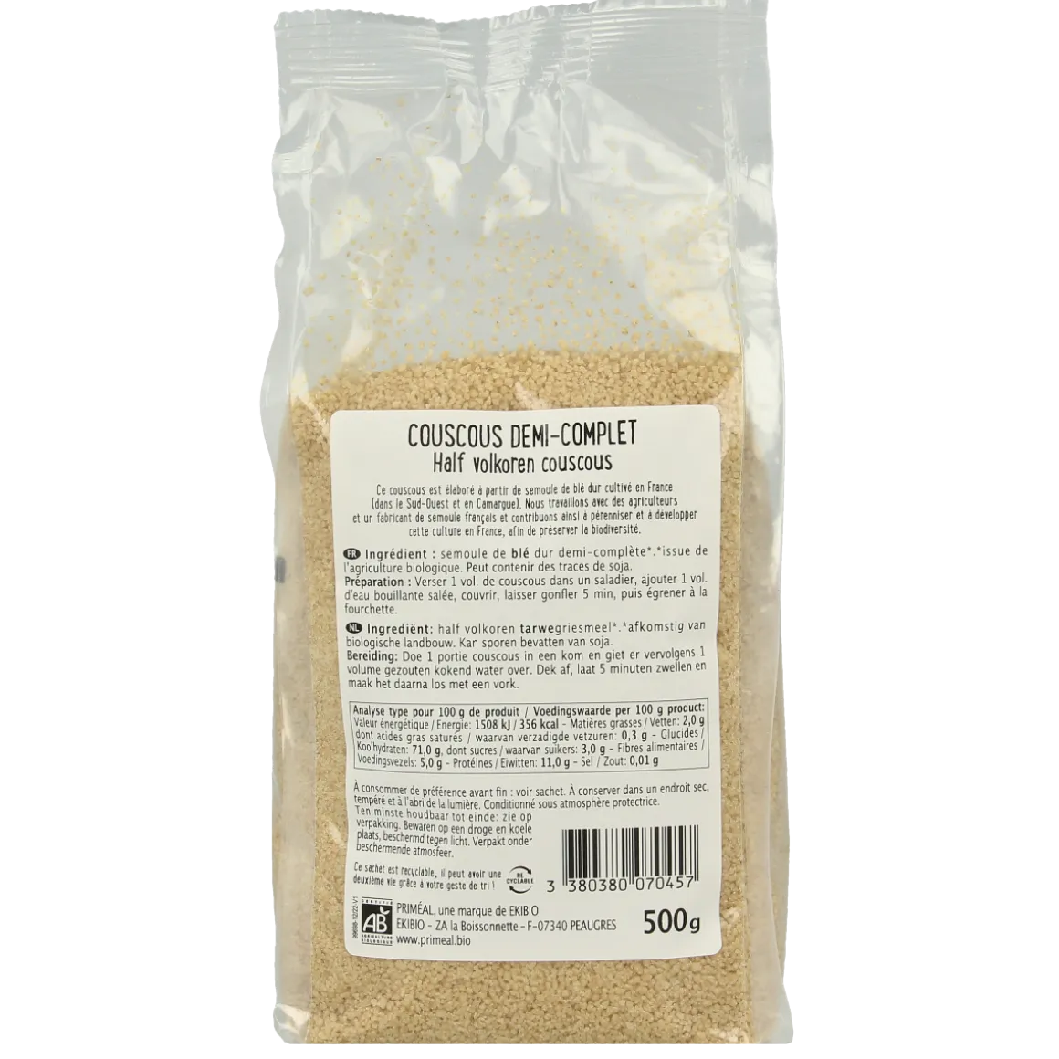 Primeal Couscous halfvolkoren bio