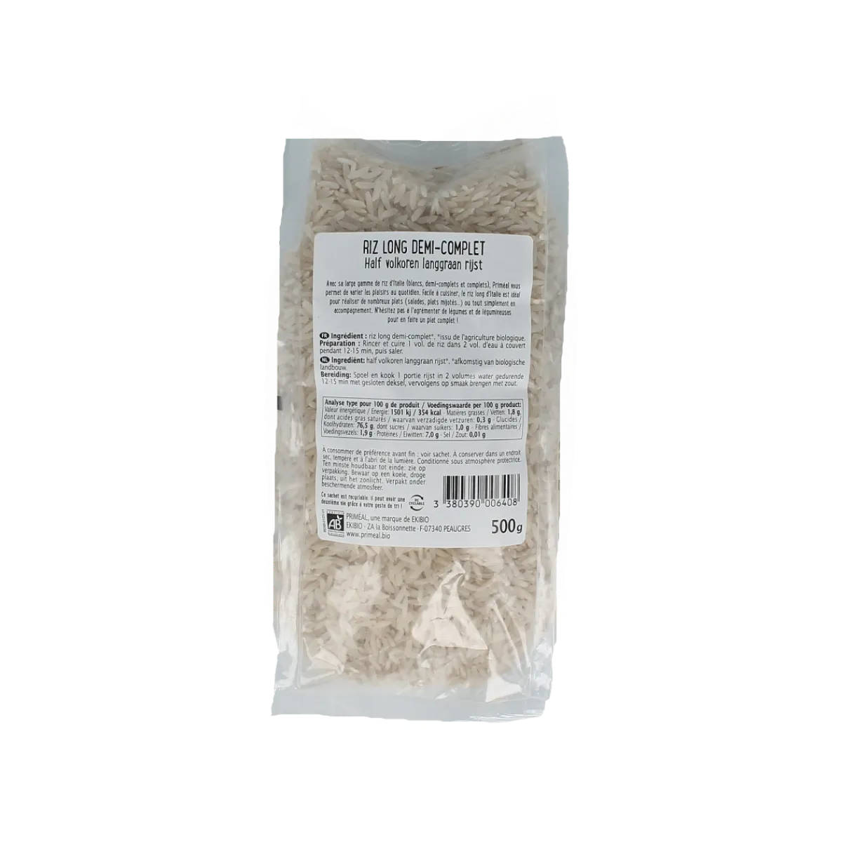 Primeal Halfvolkoren langgraan rijst bio