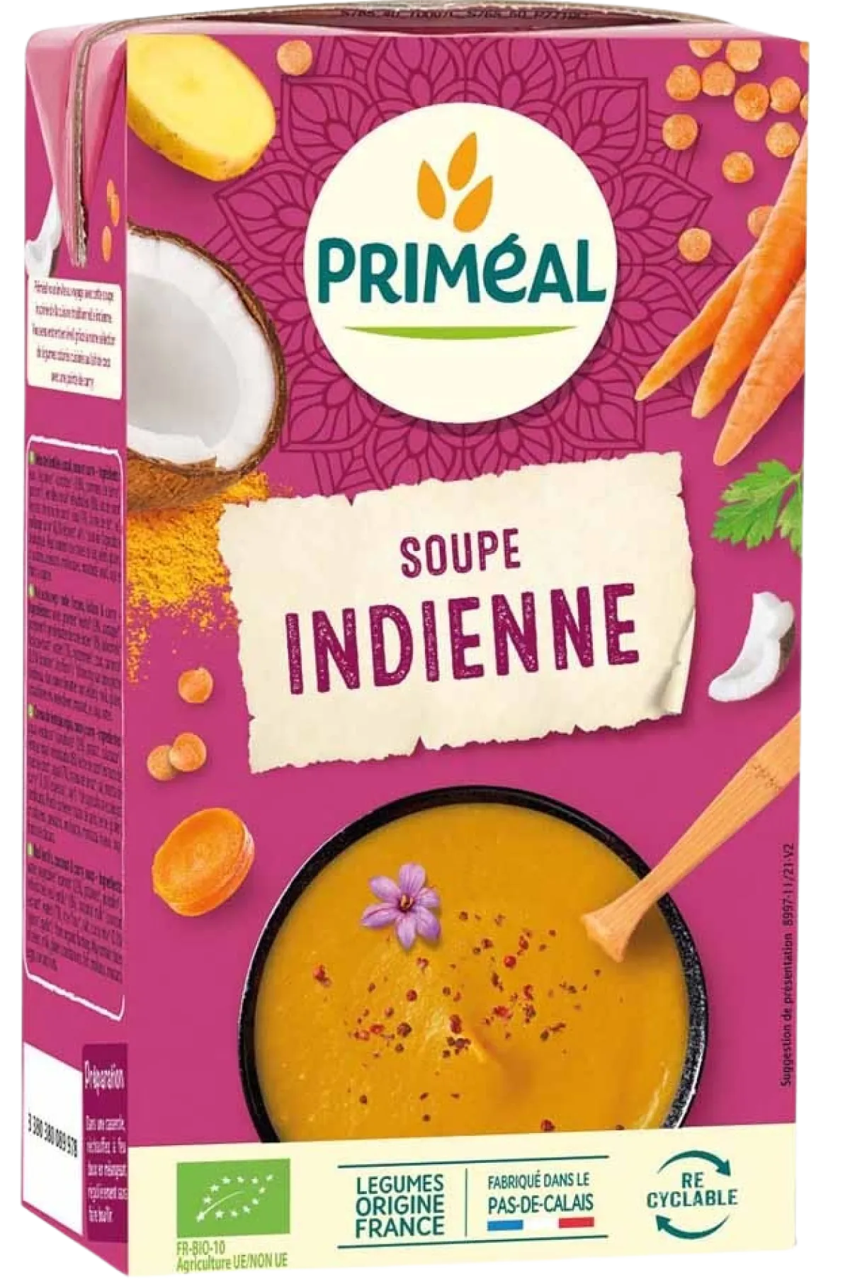 Primeal Indiase soep met rode linzen, kokos en curry bio
