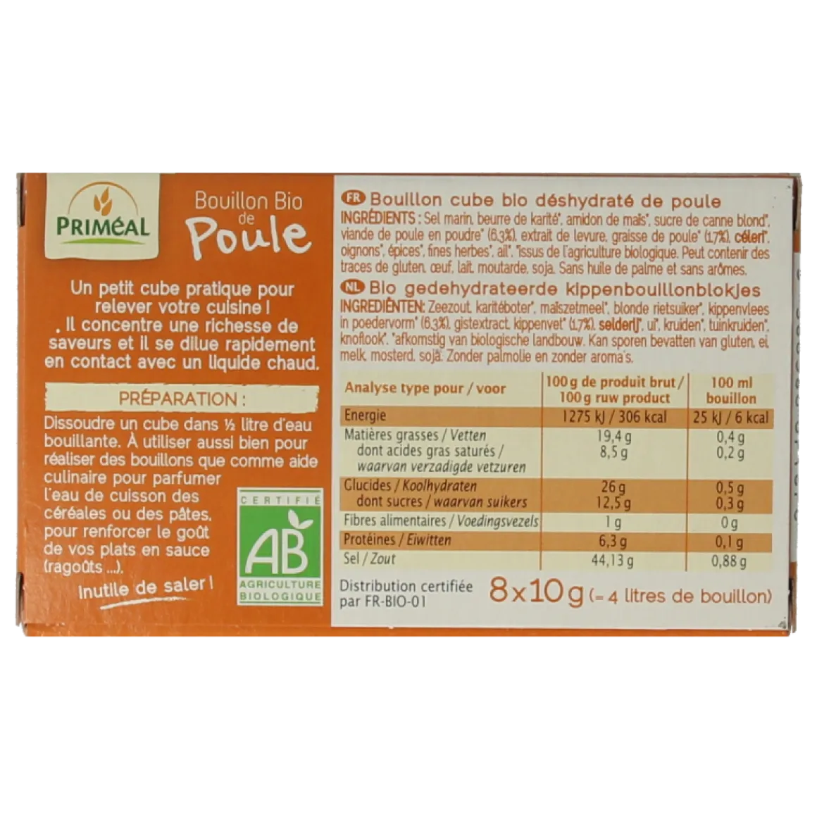 Primeal Kippenbouillon blokjes 10 gram bio