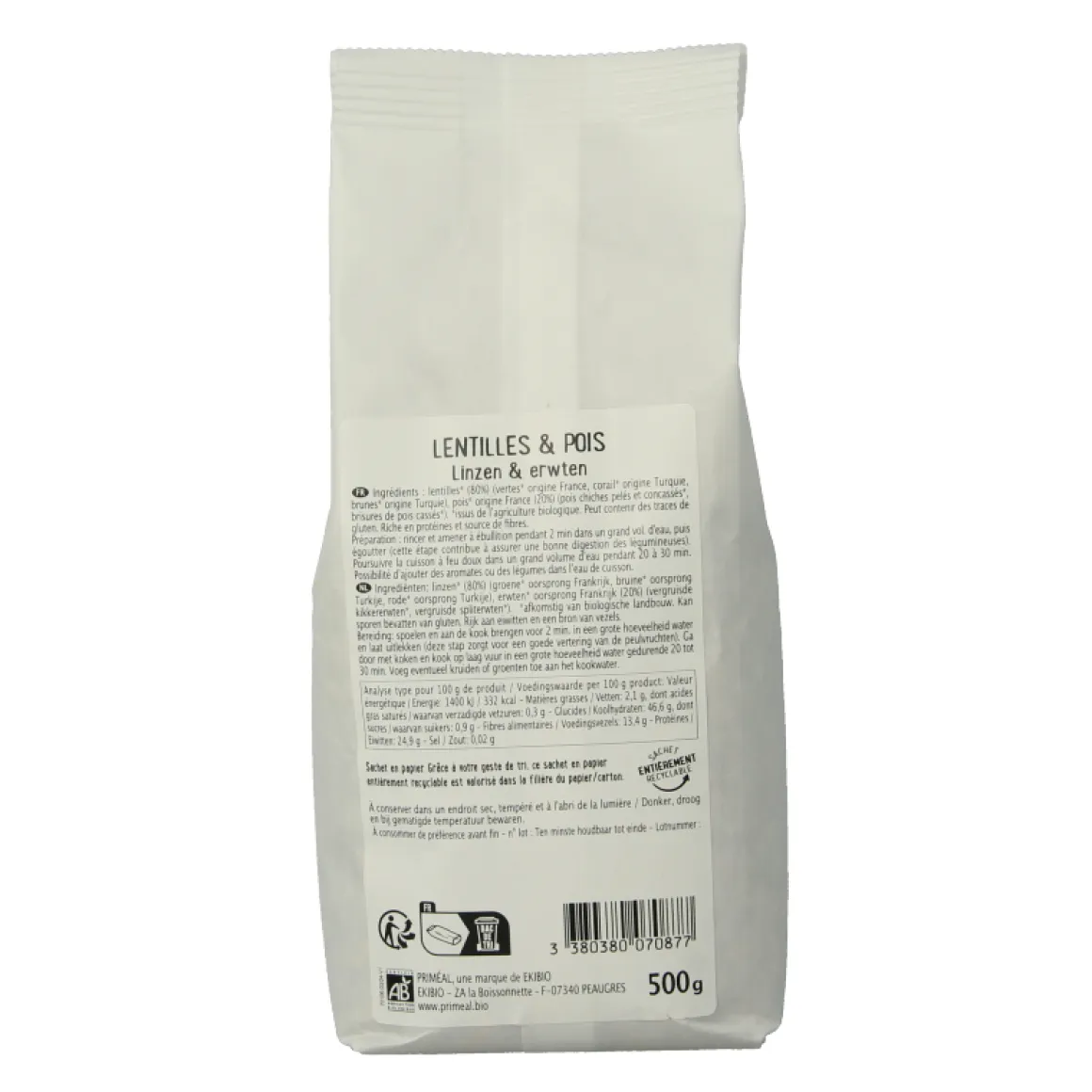 Primeal Linzen- en kikkererwtenmix bio