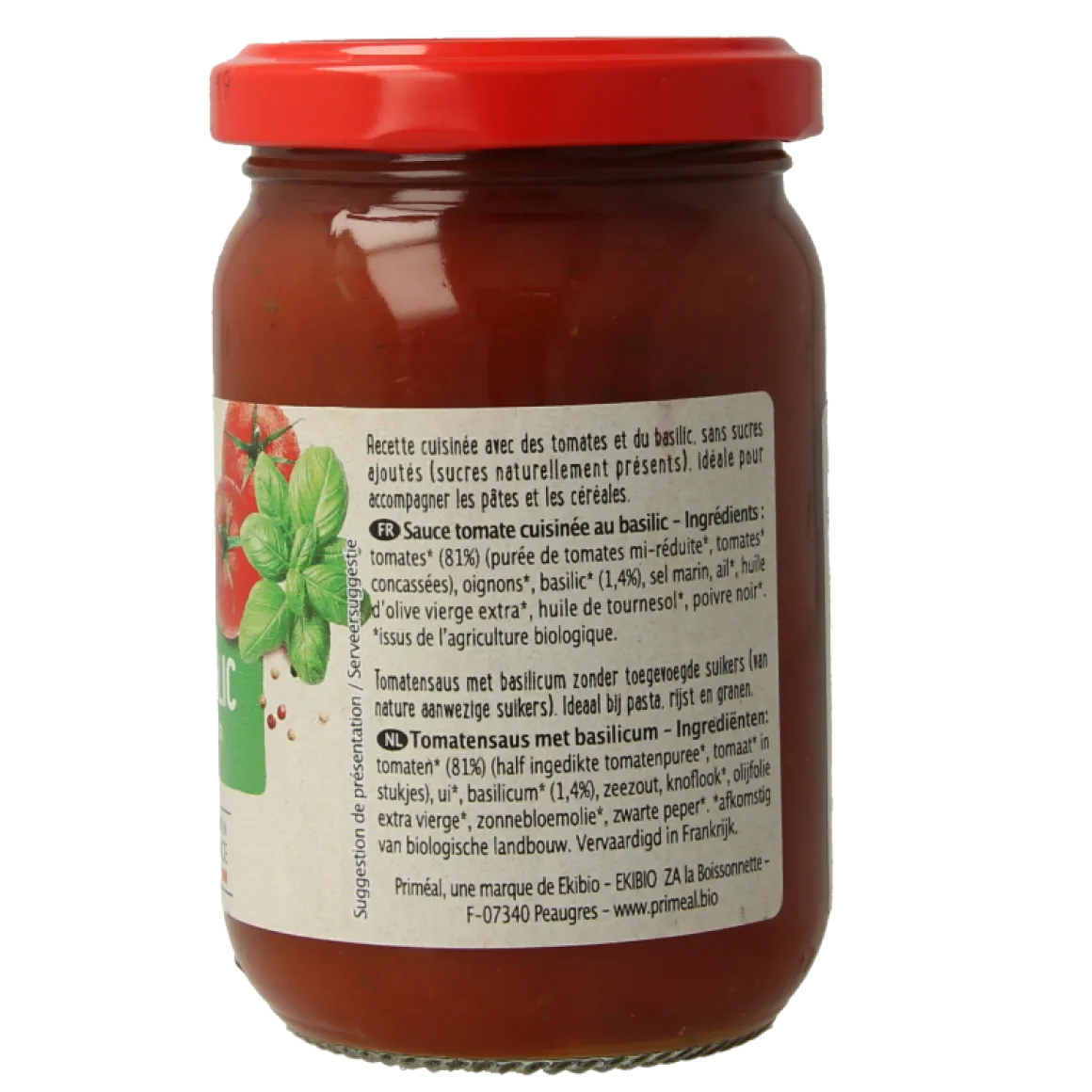 Primeal Pastasaus tomaten basilicum bio