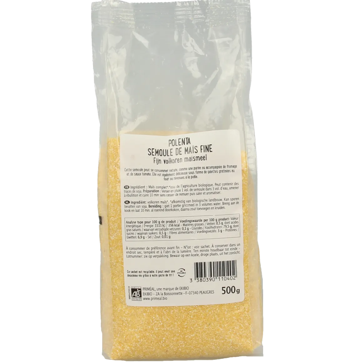 Primeal Polenta fijn volkoren maismeel bio