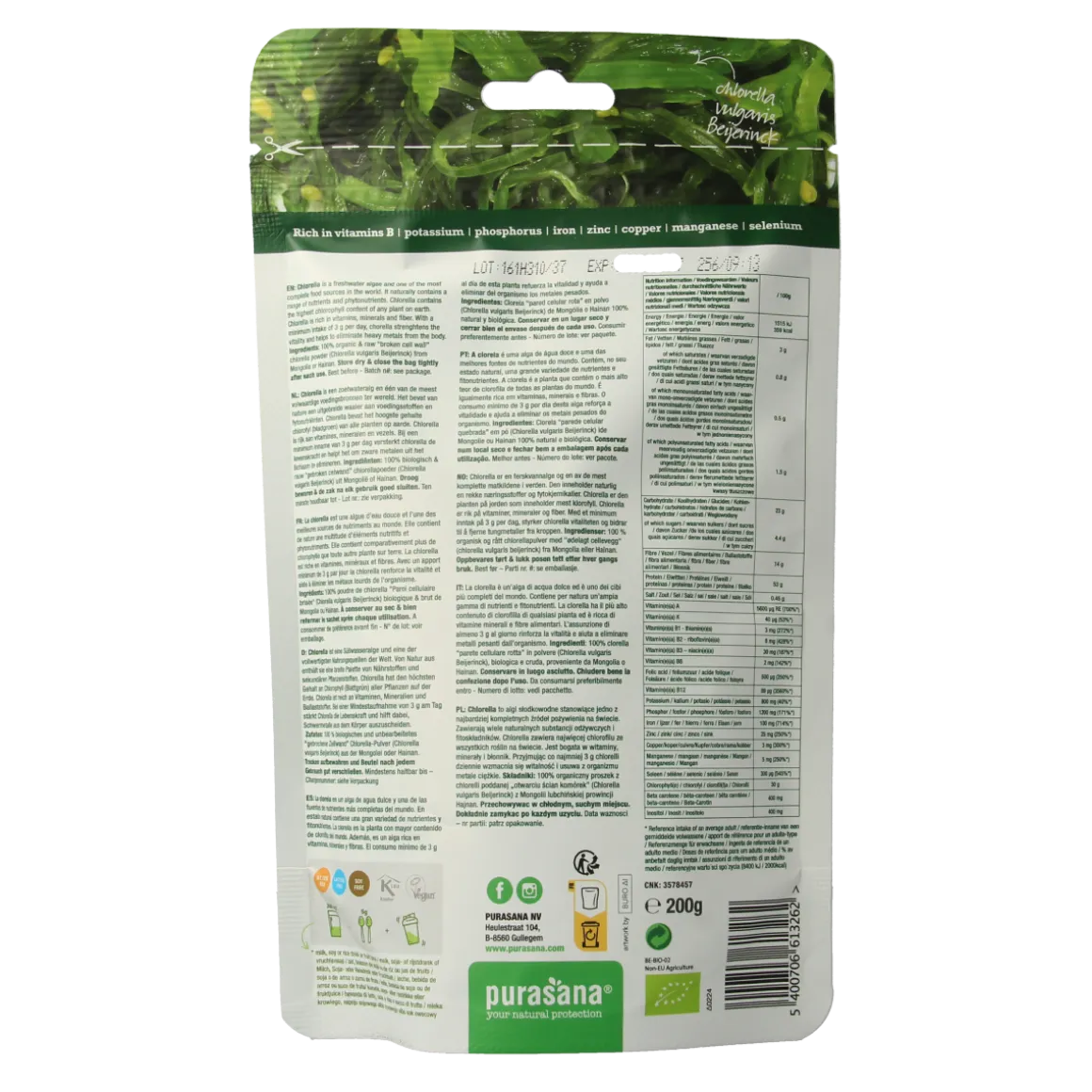 Purasana Chlorella poeder vegan bio