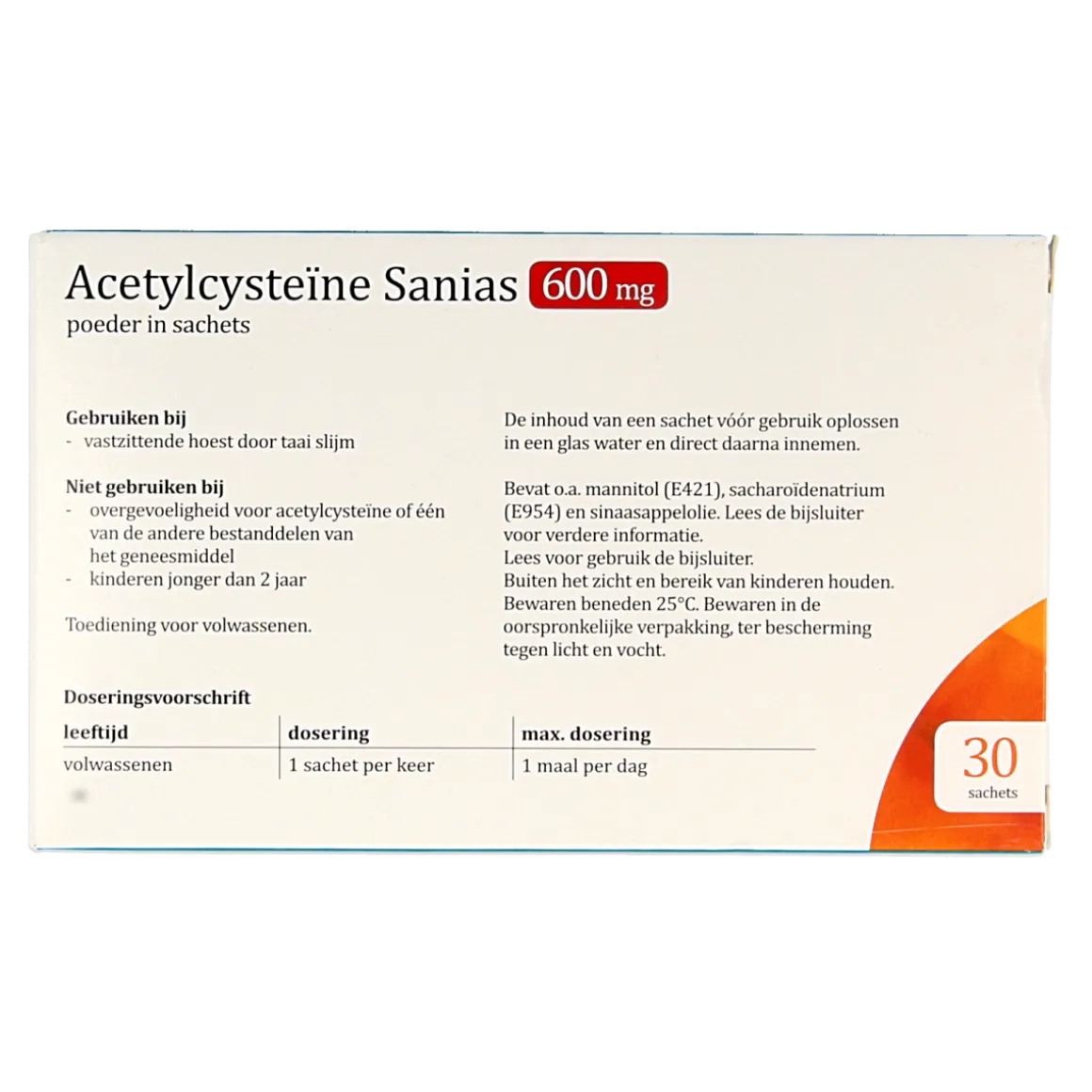 Sanias Acetylcysteine 600mg sachets 3 gram