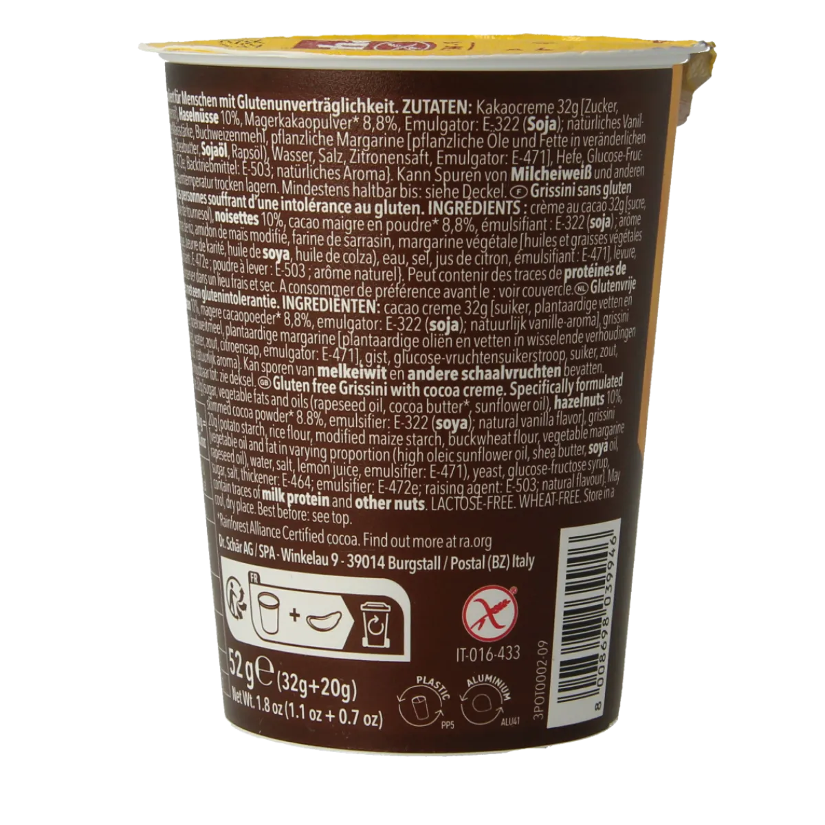 Schar Milly grissini & chocolate sticks glutenvrij
