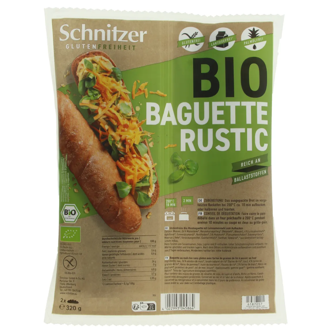 Schnitzer Baguette rustic 160 gram glutenvrij bio