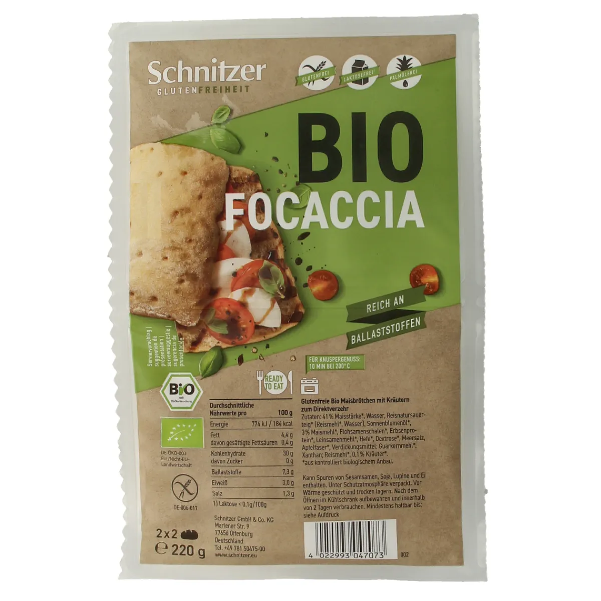 New Schnitzer Focaccia 4 stuks glutenvrij bio