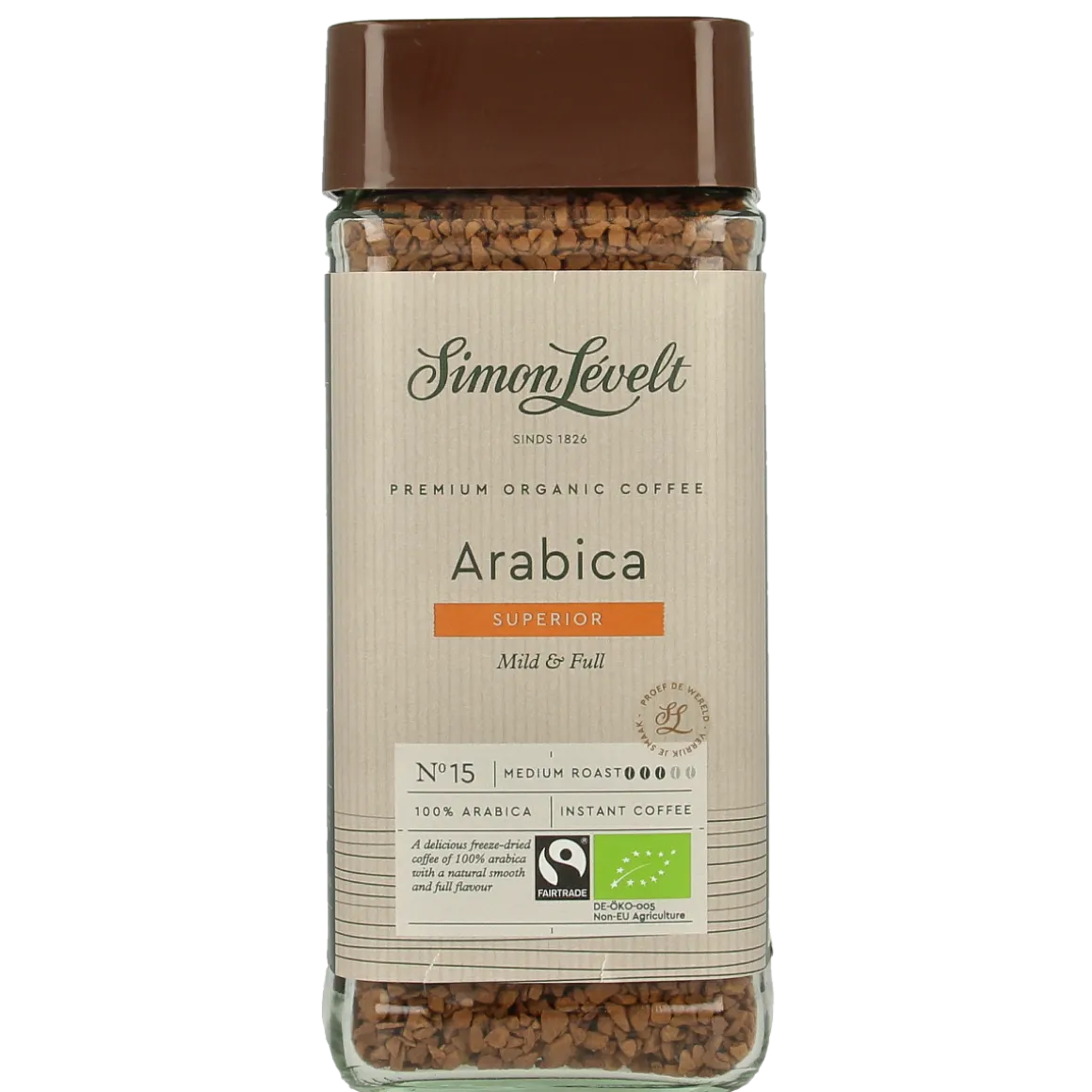 Simon Levelt Cafe organico Arabica instant bio