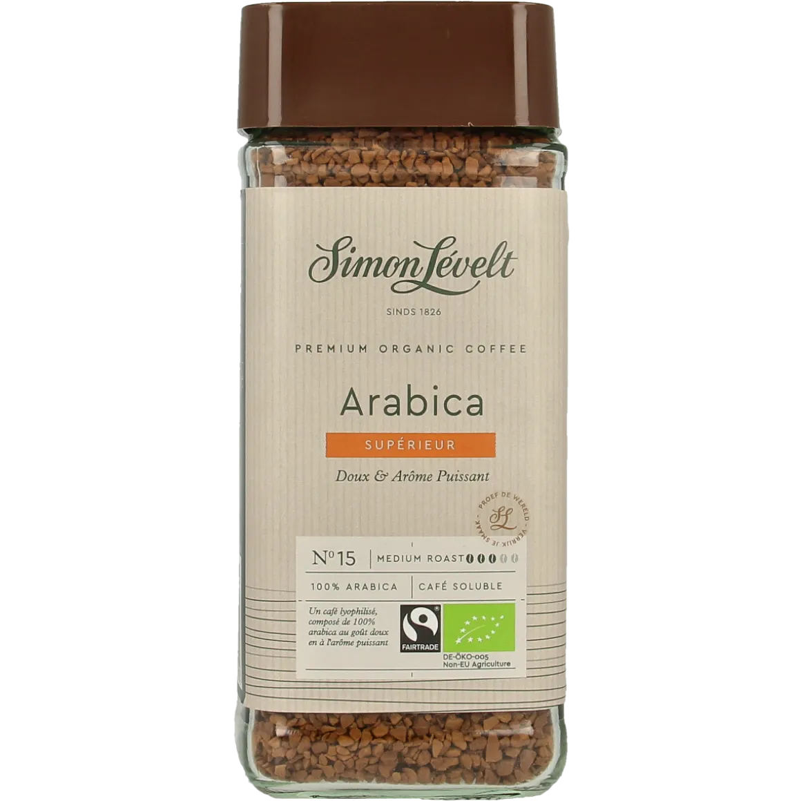 Simon Levelt Cafe organico Arabica instant bio