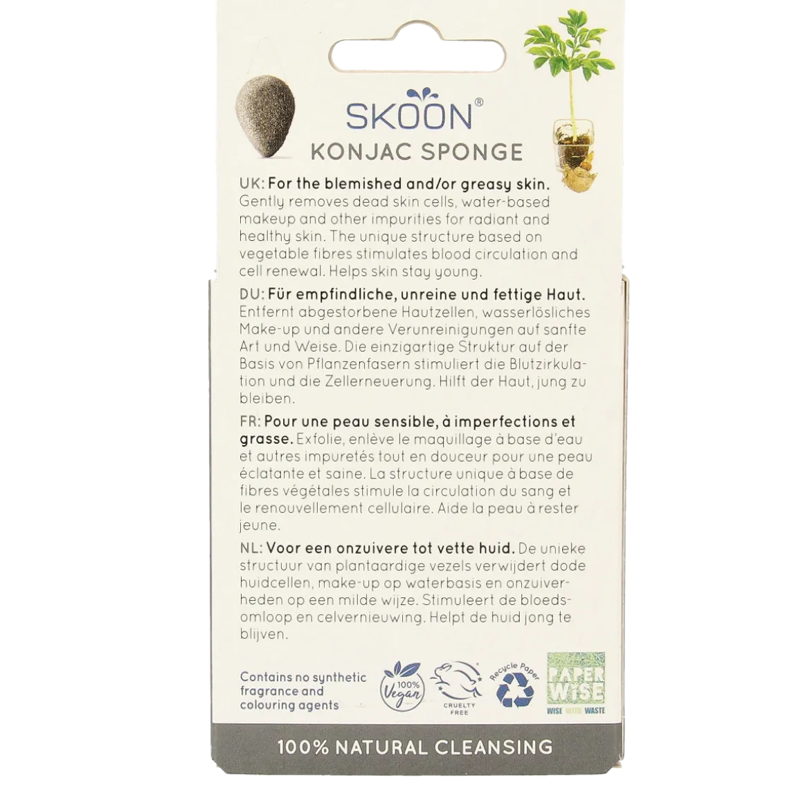 Skoon Konjac spons bamboo charcoal bio