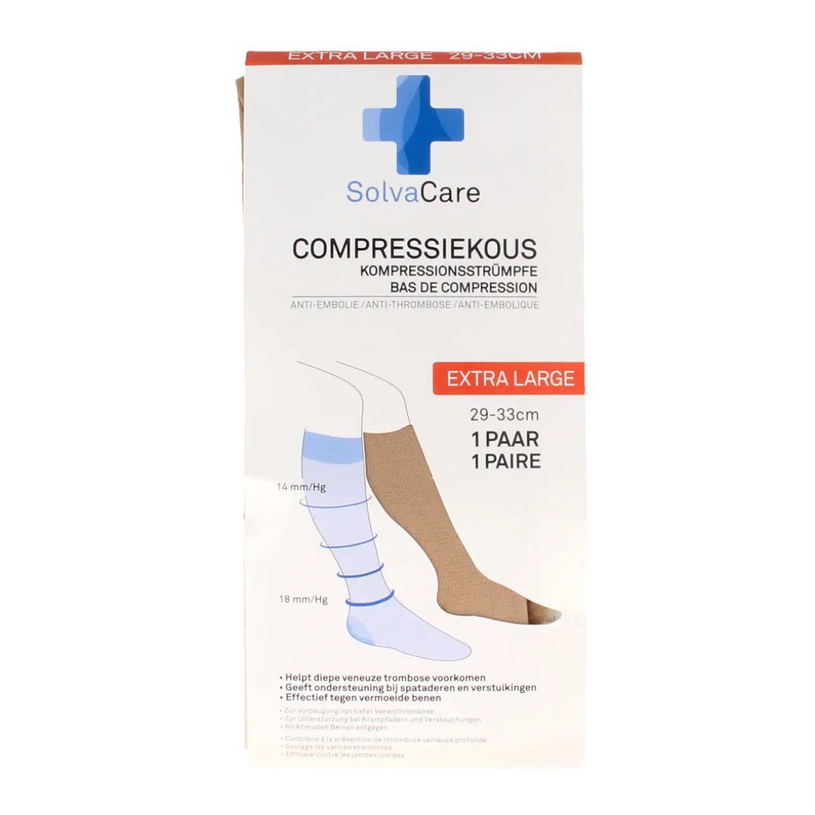 Solvacare Compressiekous beige XL 29 - 33 cm