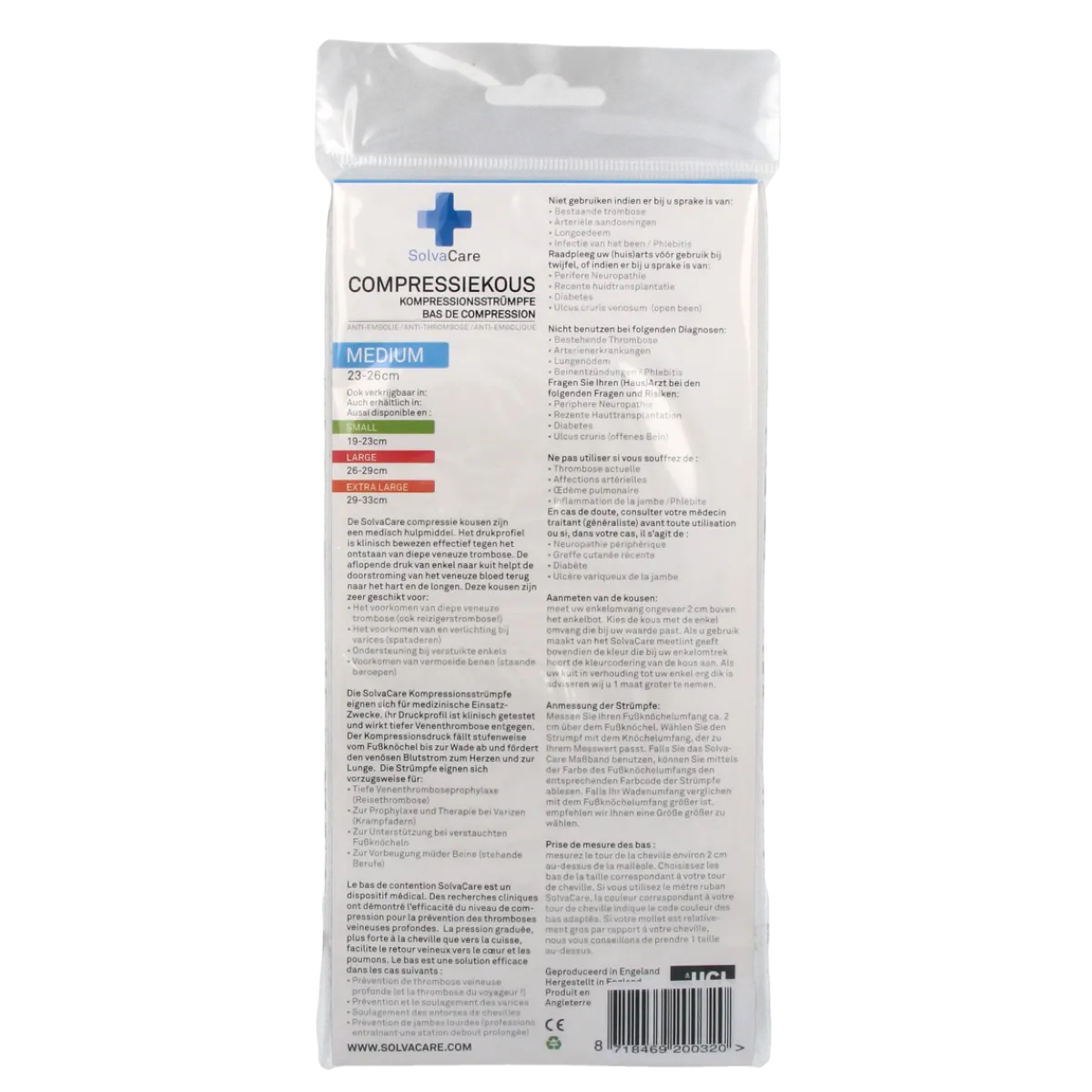 Clearance Solvacare Compressiekous zwart M 23 - 26 cm