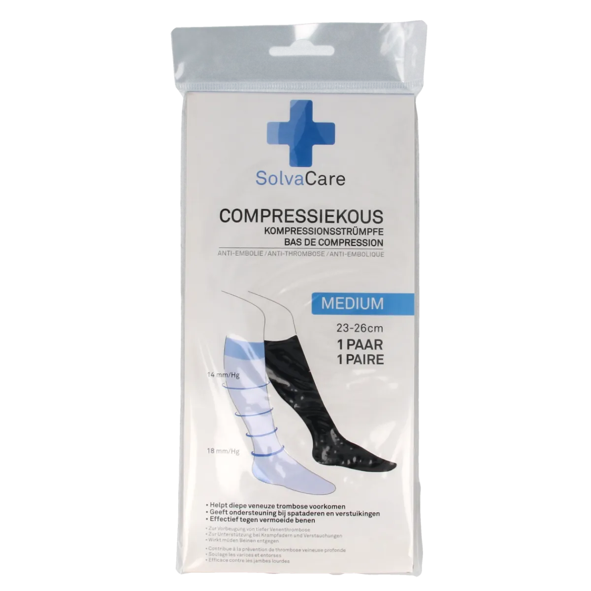 Clearance Solvacare Compressiekous zwart M 23 - 26 cm