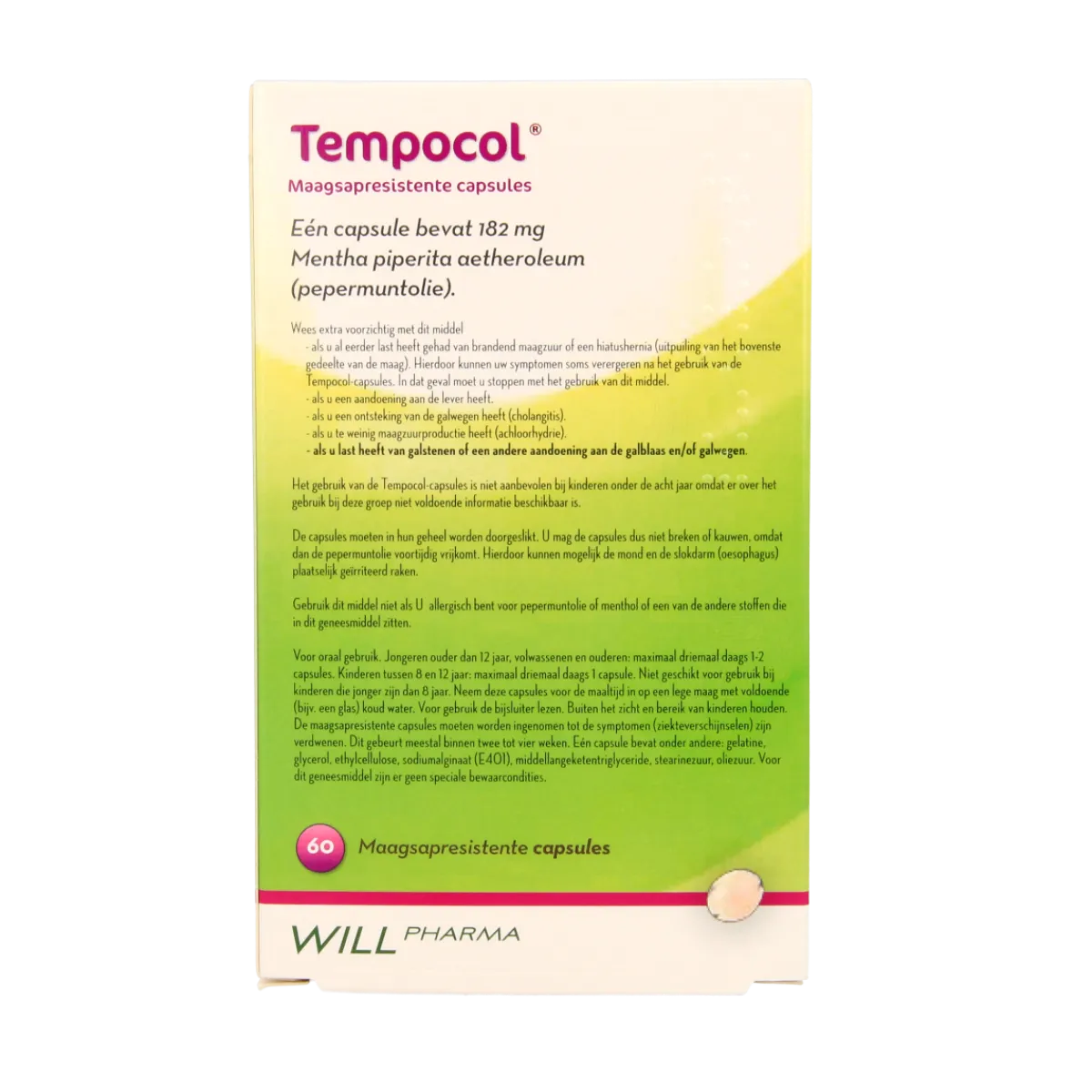 Tempocol Maagsapresistente pepermunt 182mg