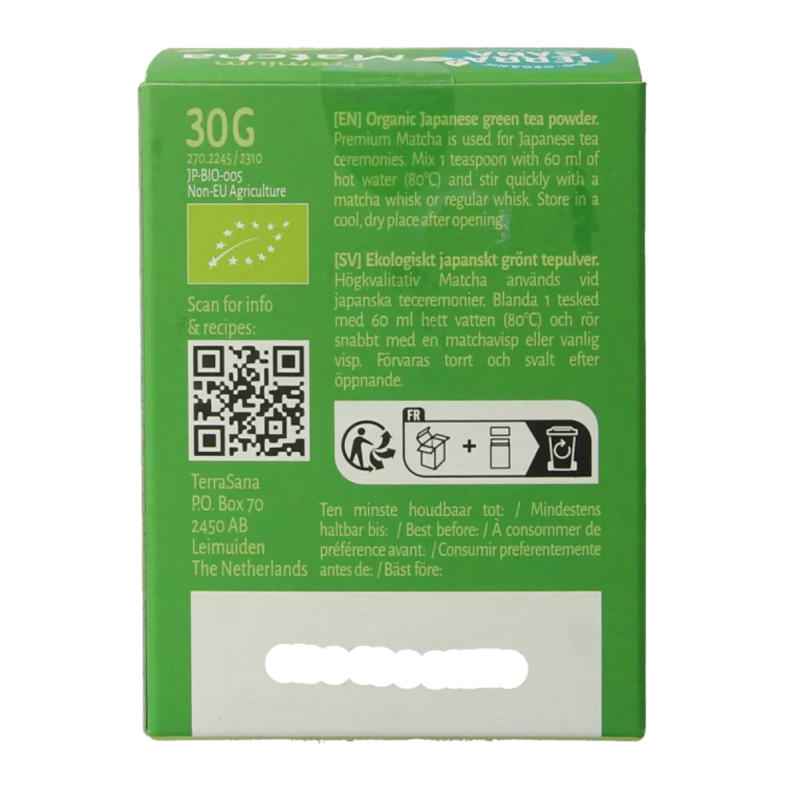 TerraSana Matcha premium groene thee bio