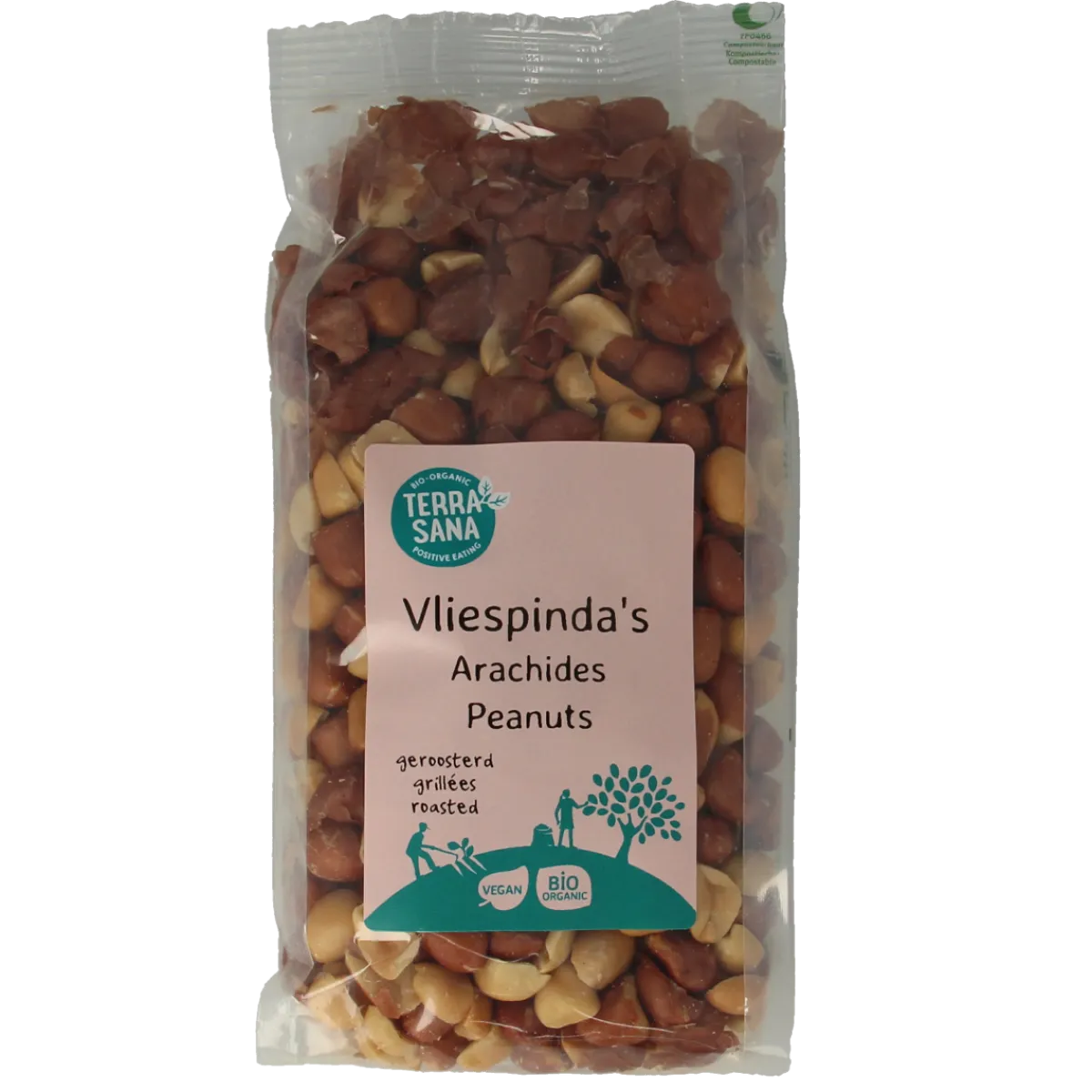 Outlet TerraSana Pinda vlies zonder zout geroosterd bio