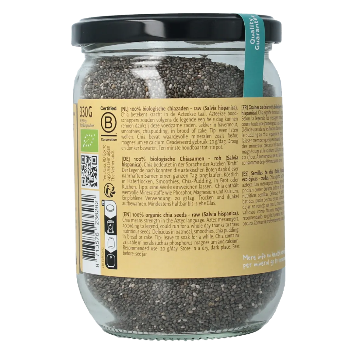TerraSana Raw chia zaad in glas bio