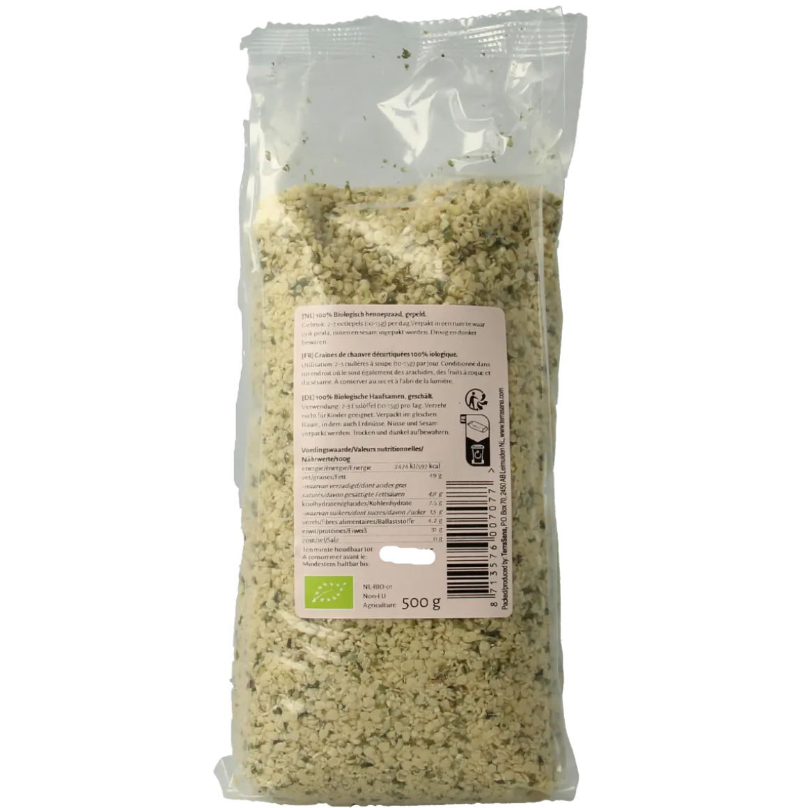 TerraSana RAW Hennepzaad gepeld bio