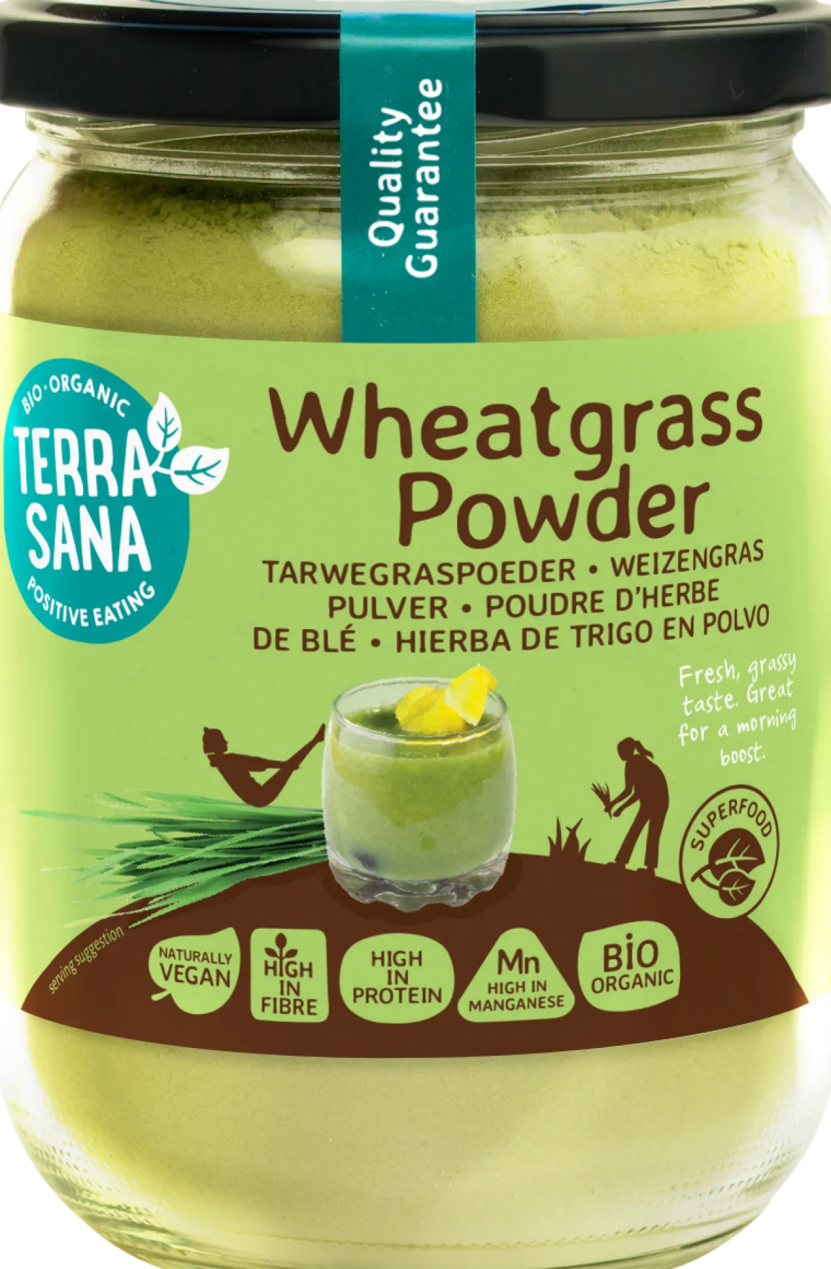 New TerraSana Raw tarwegras poeder in glas bio