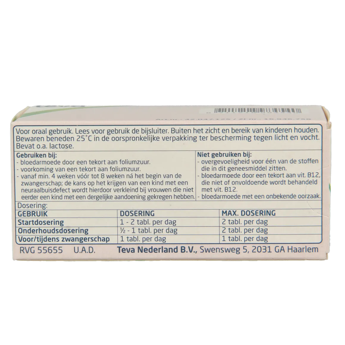 Teva Foliumzuur 0.5mg