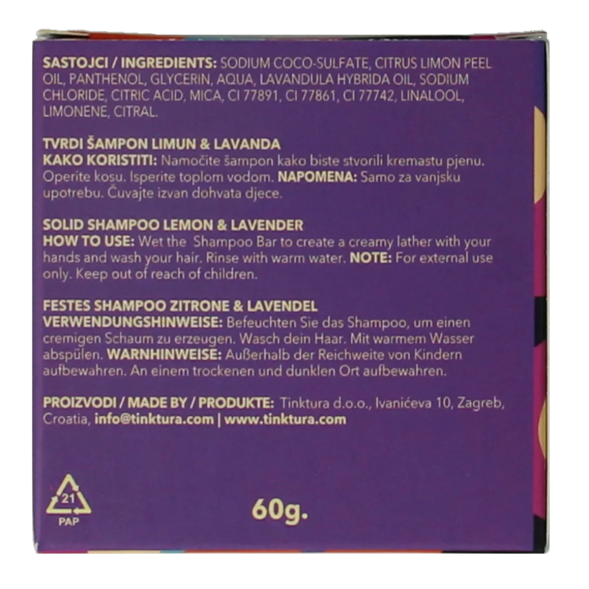 Tinktura Shampoo bar lemon/lavender