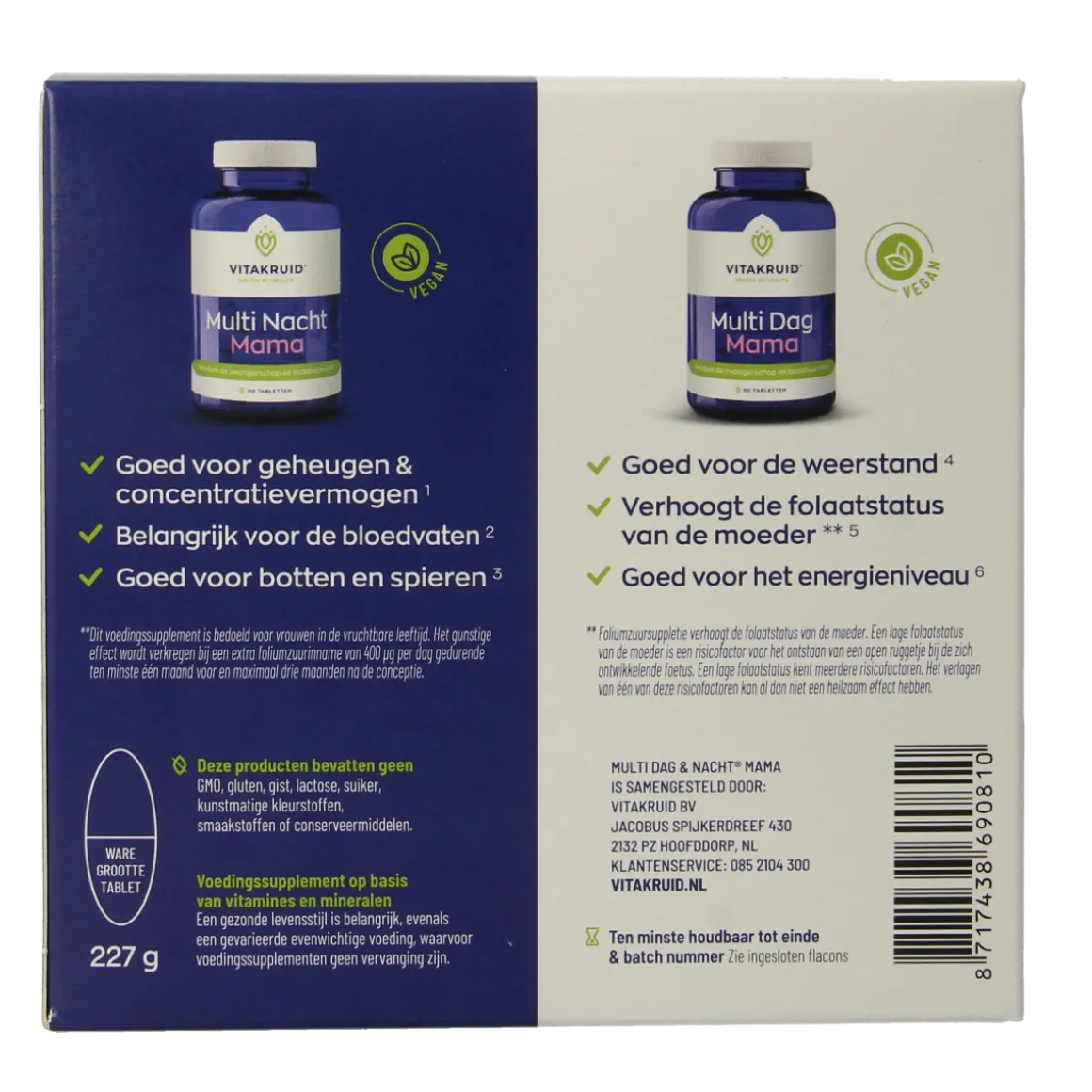 Vitakruid Multi Dag & Nacht Mama 100% Vegan 2 x 90