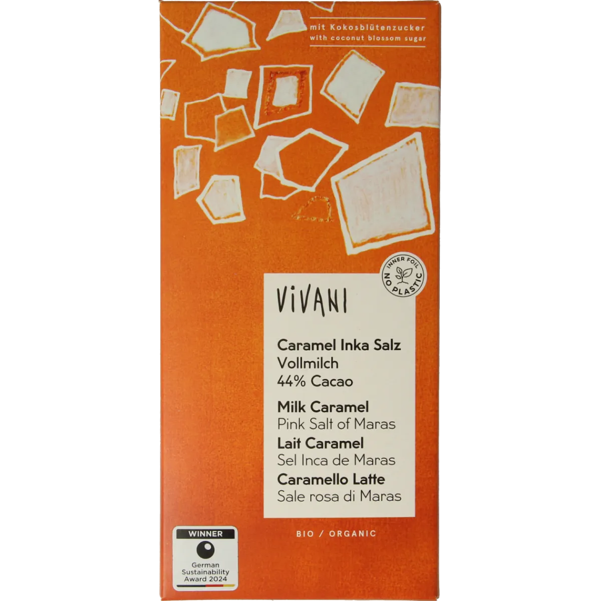 Hot Vivani Chocolade melk car. zeezout kokosbloesemsuiker bio