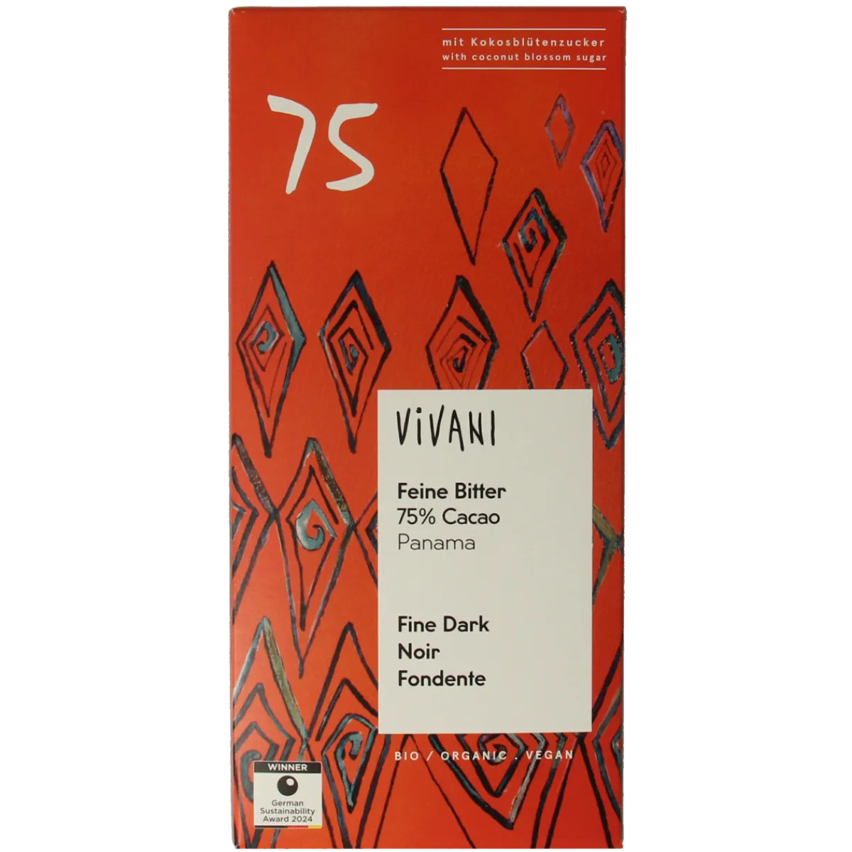 Hot Vivani Chocolade puur 75% kokosbloesemsuiker bio