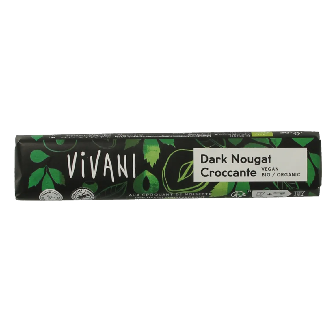 Vivani Chocolate To Go dark nougat croccante bio