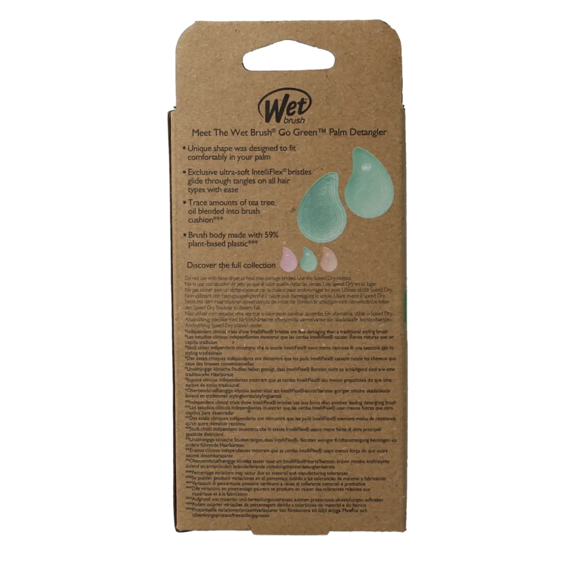 Wet Brush Go green palm detangler green tea tree oil
