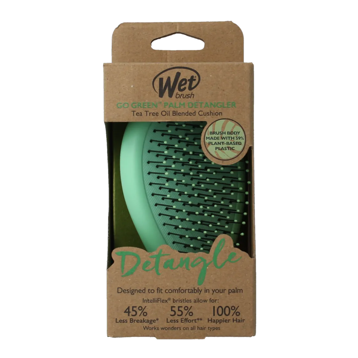 Wet Brush Go green palm detangler green tea tree oil