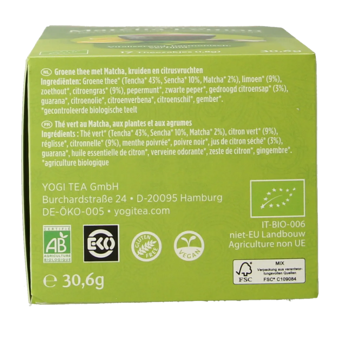 Yogi Tea Green tea matcha lemon bio
