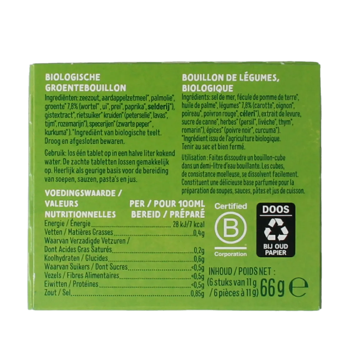 Zonnatura Groentebouillon tablet 11 gram bio