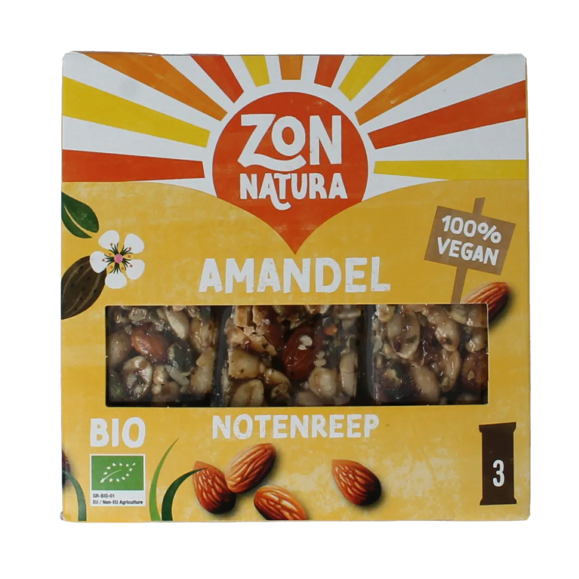 Zonnatura Muesli notenmix reep amandel 3x25g bio
