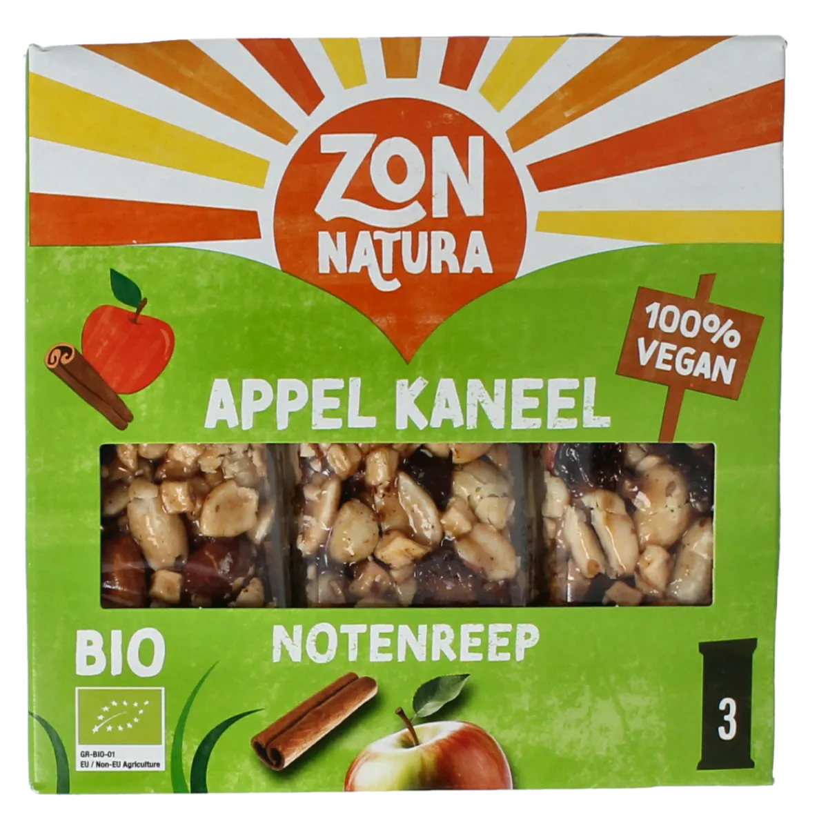 Best Zonnatura Noten appel kaneel reep 3x25 gram bio